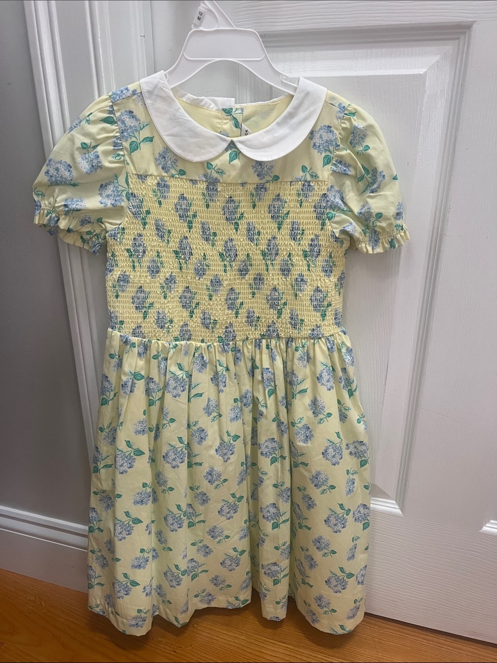 Janie and Jack Yellow Floral Smocked Dress with White Peter Pan Collar